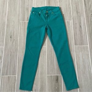 7 FOR ALL MANKIND The Ankle Skinny Green Jeans Sz 26